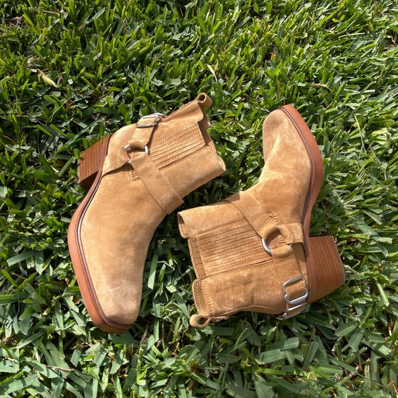 SAM EDELMAN Bellamie suede Leather Studded Harness Chelsea Moto boot size 6 $200 - Picture 8 of 15